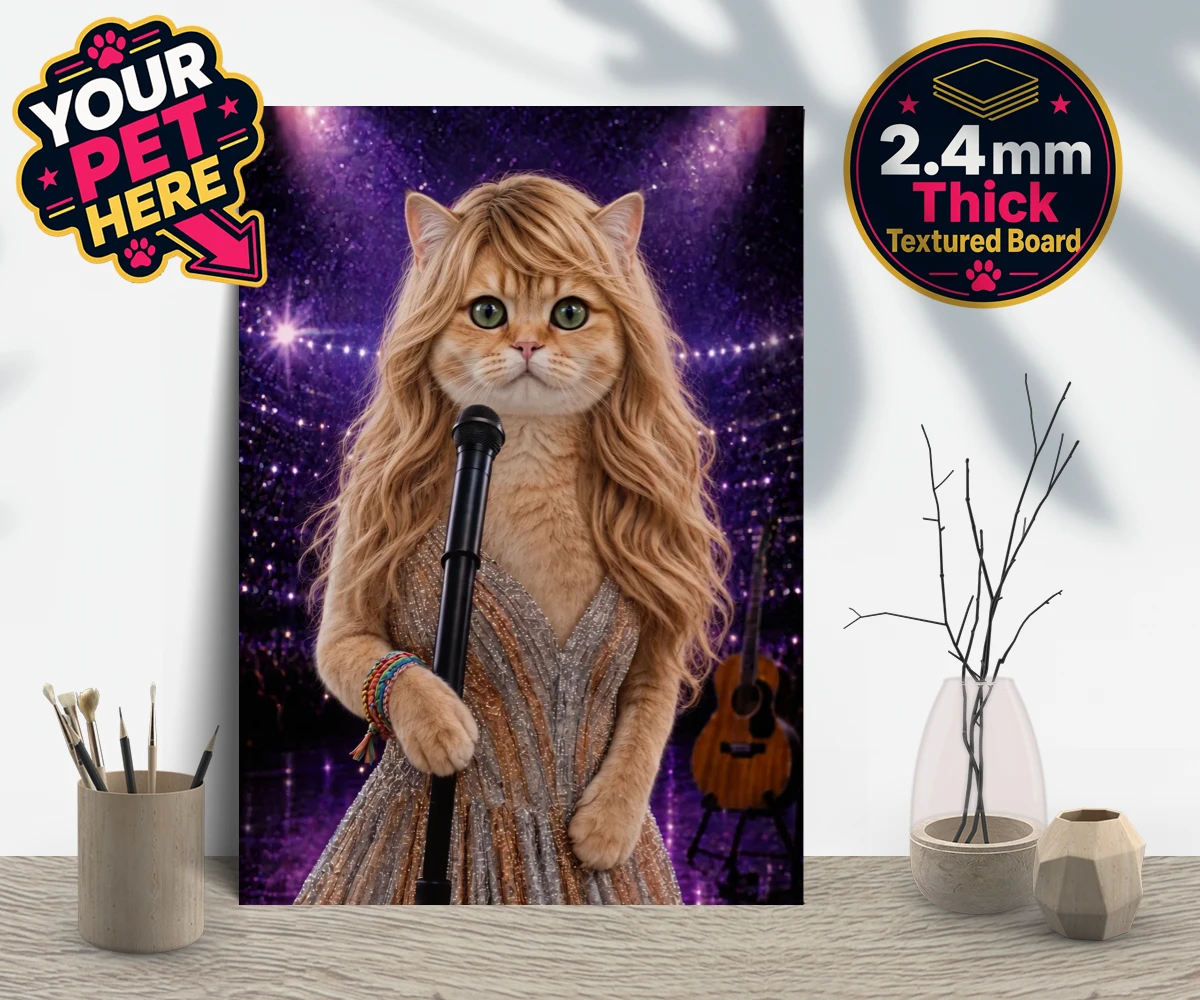 Personalised Swiftie Paws cat gallery boards featuring the purr-fect blend of feline charm and musical flair!