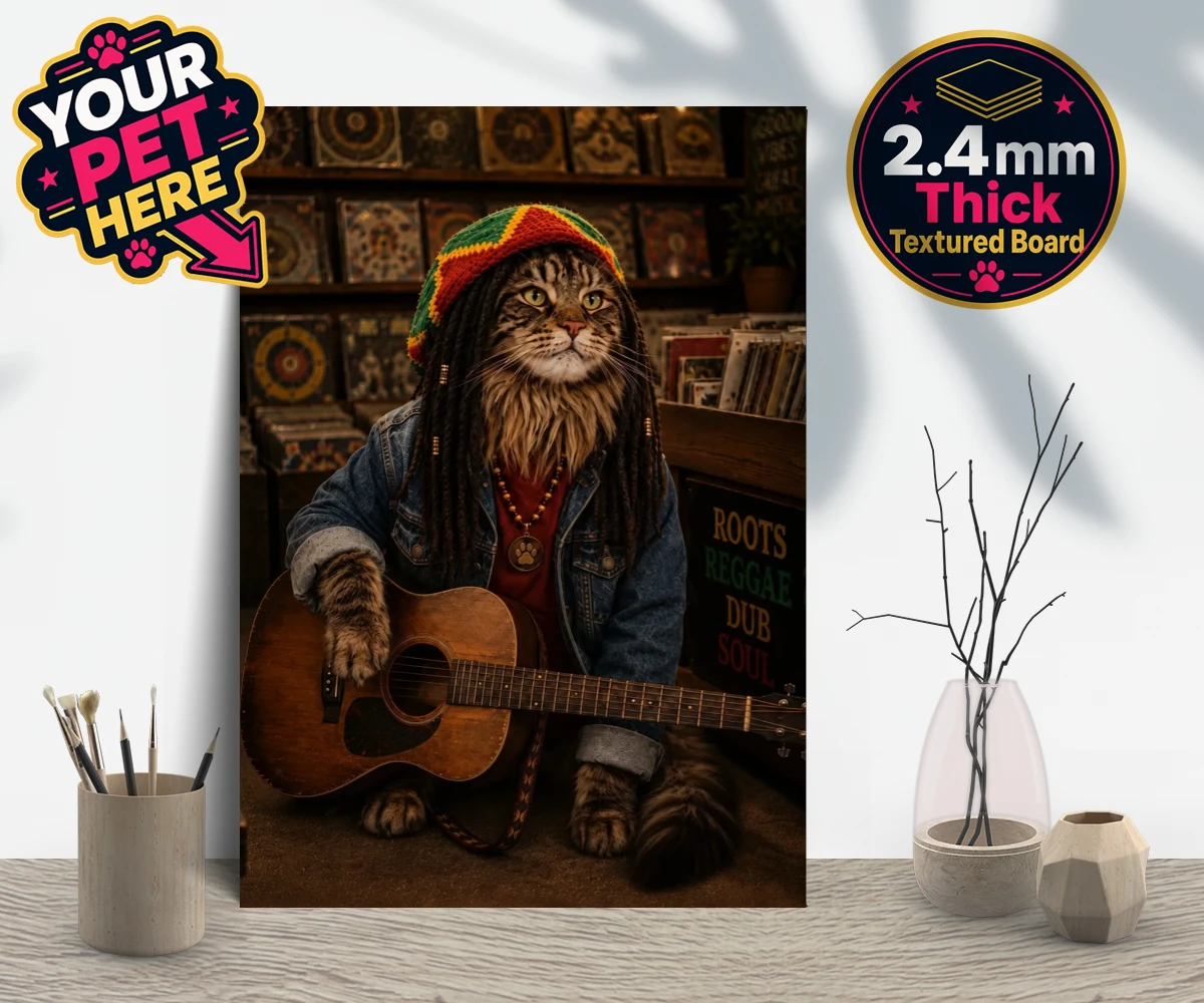 Personalised I Bit the Sheriff cat gallery boards featuring meet "I Bit the Sheriff," the purr-fect blend of feline charm and musi