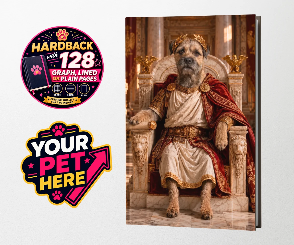 Personalised Paw Emperor dog hardback notebooks featuring meet the Paw Emperor, an enchanting tribute to your beloved canine com