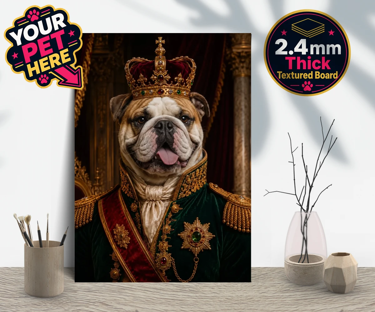 Personalised The Royal Monarch dog gallery boards featuring step into a world of canine royalty with our charming portrait of The