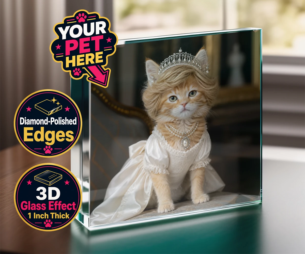 Personalised Queen of Hearts cat acrylic prisms featuring embrace the royal charm of the Queen of Hearts, a delightful custom po