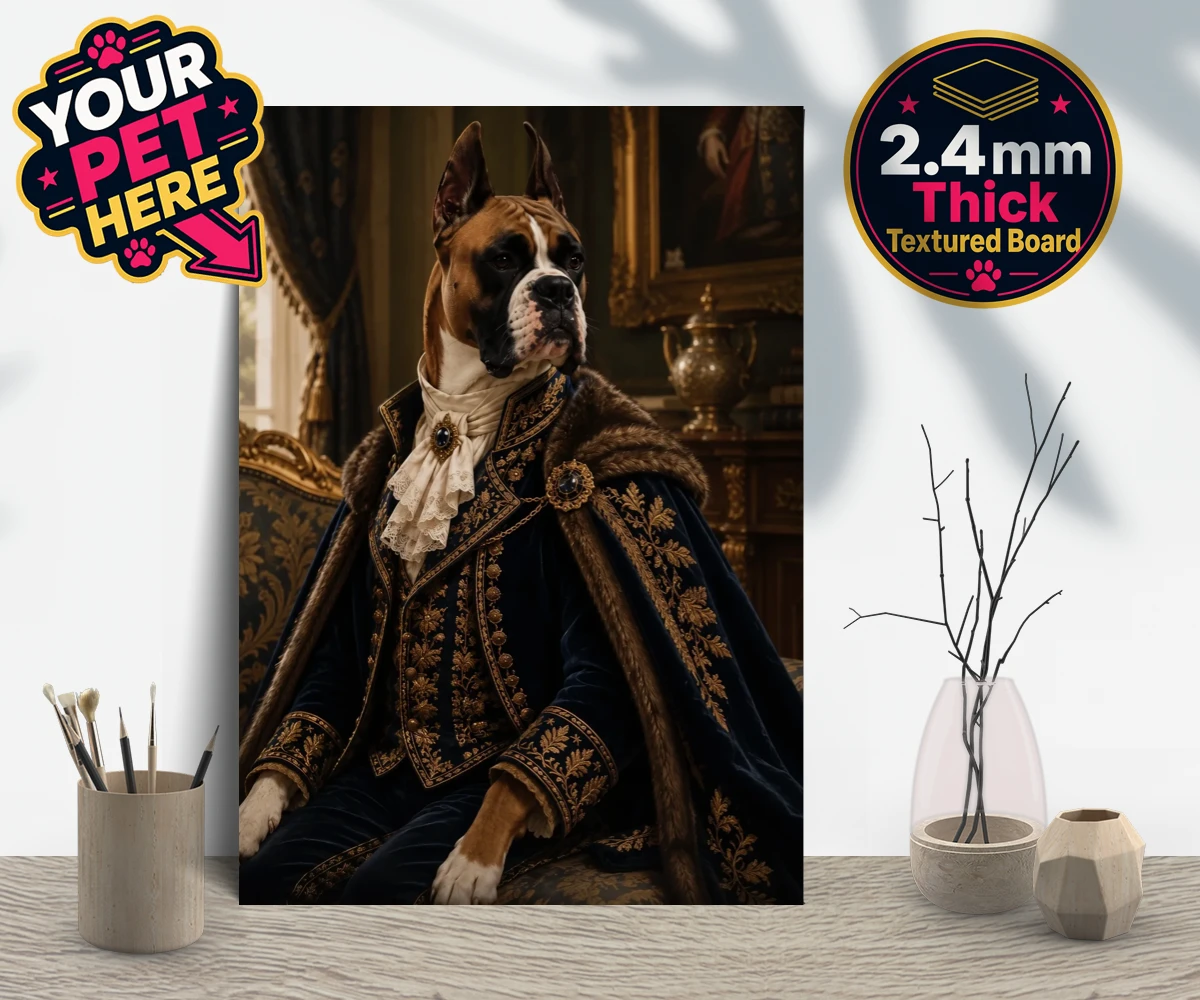 Personalised Paw Duke dog gallery boards featuring the epitome of canine royalty captured in a stunning portrait that rad