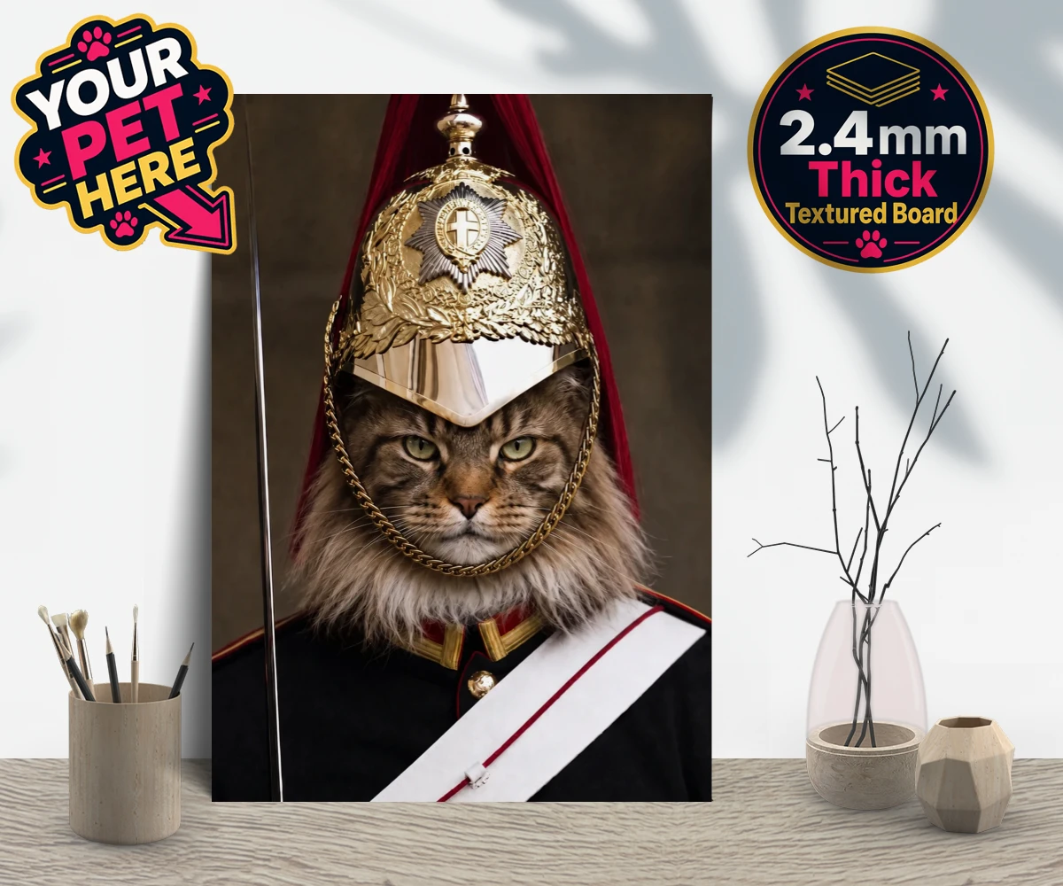 Personalised Royal Paw Cavalry cat gallery boards featuring a regal tribute to your beloved feline!