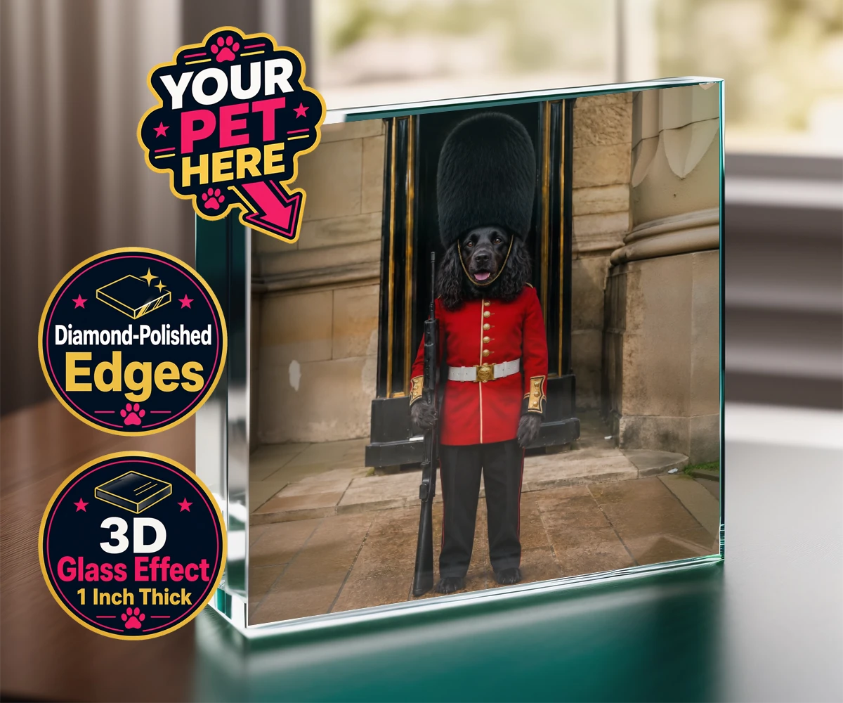 Personalised The Royal Paw Guard dog acrylic prisms featuring meet The Royal Paw Guard, a delightful portrait that perfectly capture
