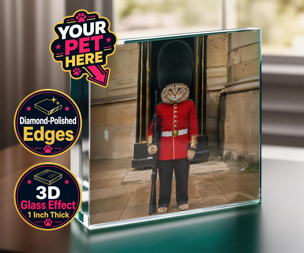 Personalised The Royal Paw Guard cat acrylic prisms