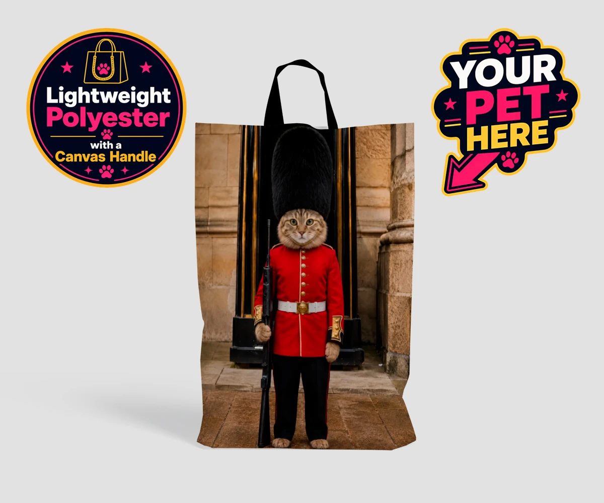 Personalised The Royal Paw Guard cat shopping bags