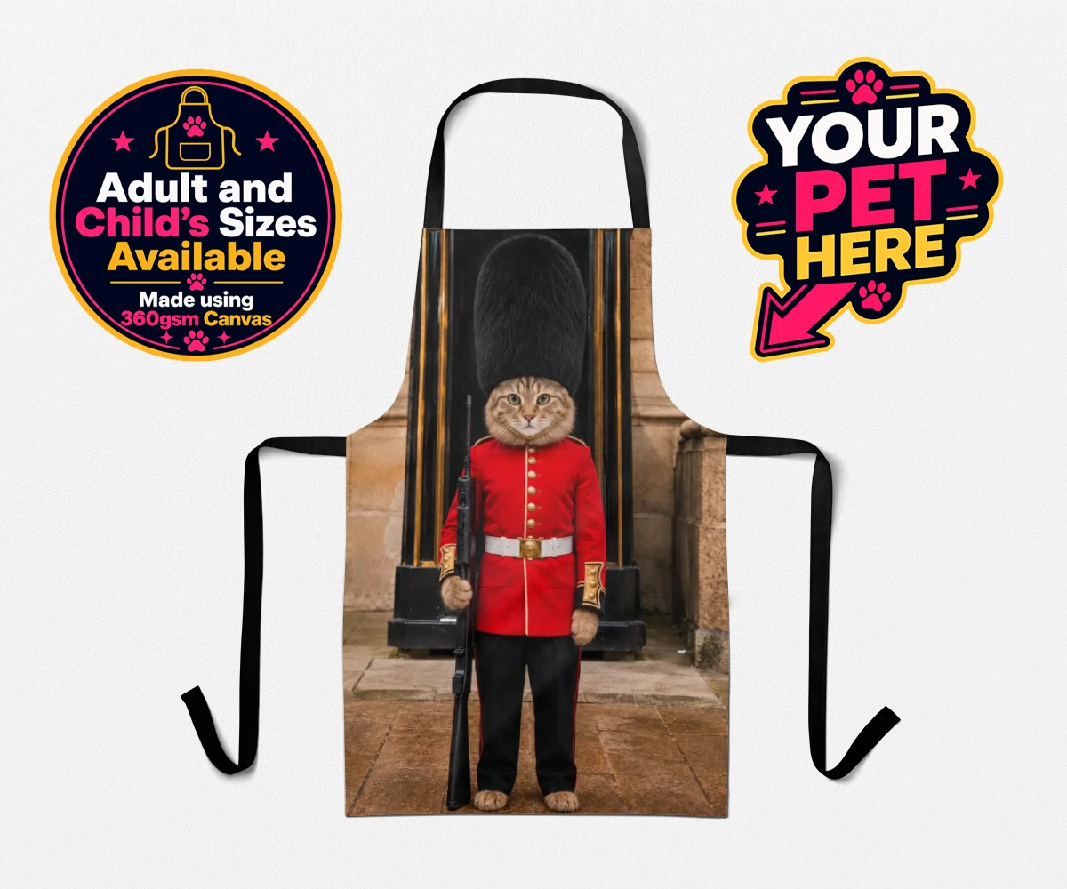 Personalised The Royal Paw Guard cat aprons