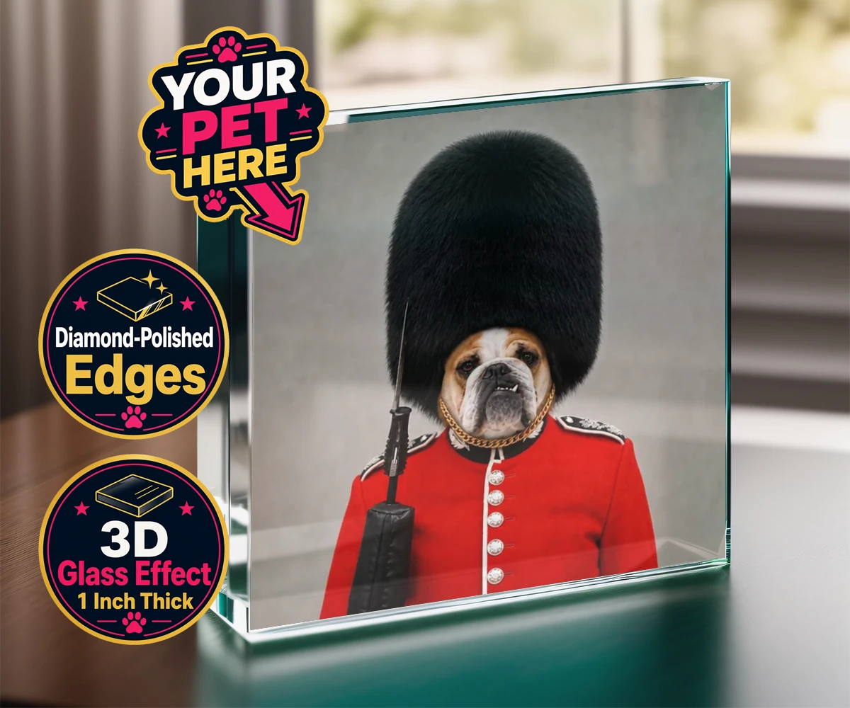 Personalised The Palace Paw Guard dog acrylic prisms featuring step into a world of royal charm with The Palace Paw Guard, an enchant
