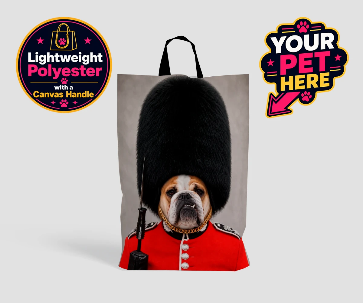Personalised The Palace Paw Guard dog shopping bags featuring step into a world of royal charm with The Palace Paw Guard, an enchant