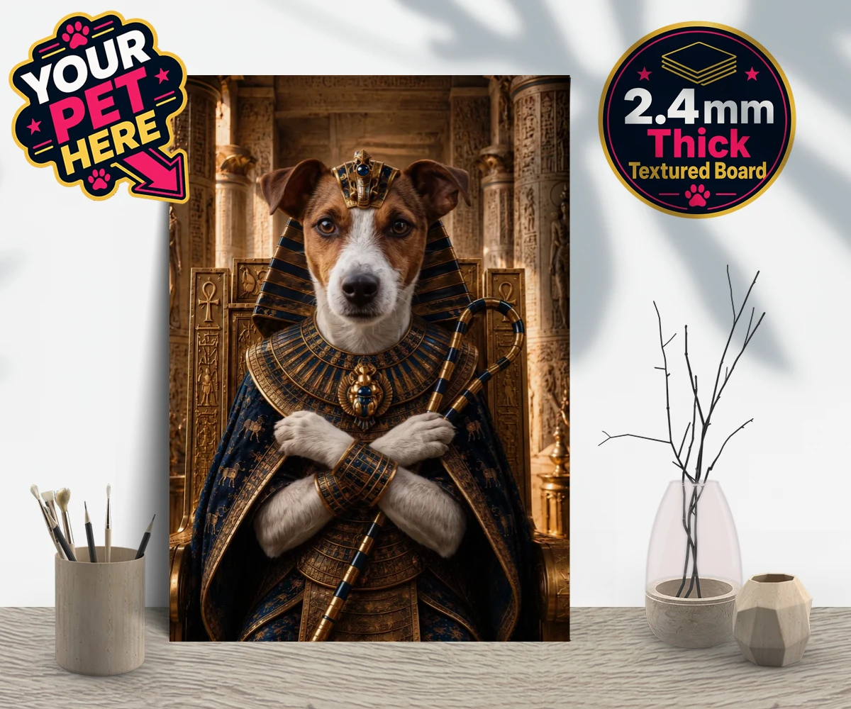 Personalised The Paw Pharaoh dog gallery boards featuring meet The Paw Pharaoh, a regal canine character fit for royalty!
