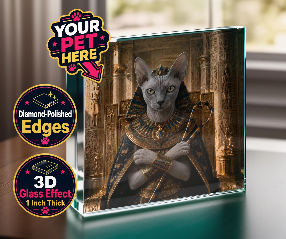 Personalised The Paw Pharaoh cat acrylic prisms featuring step into the realm of regal elegance with "The Paw Pharaoh," a stunni