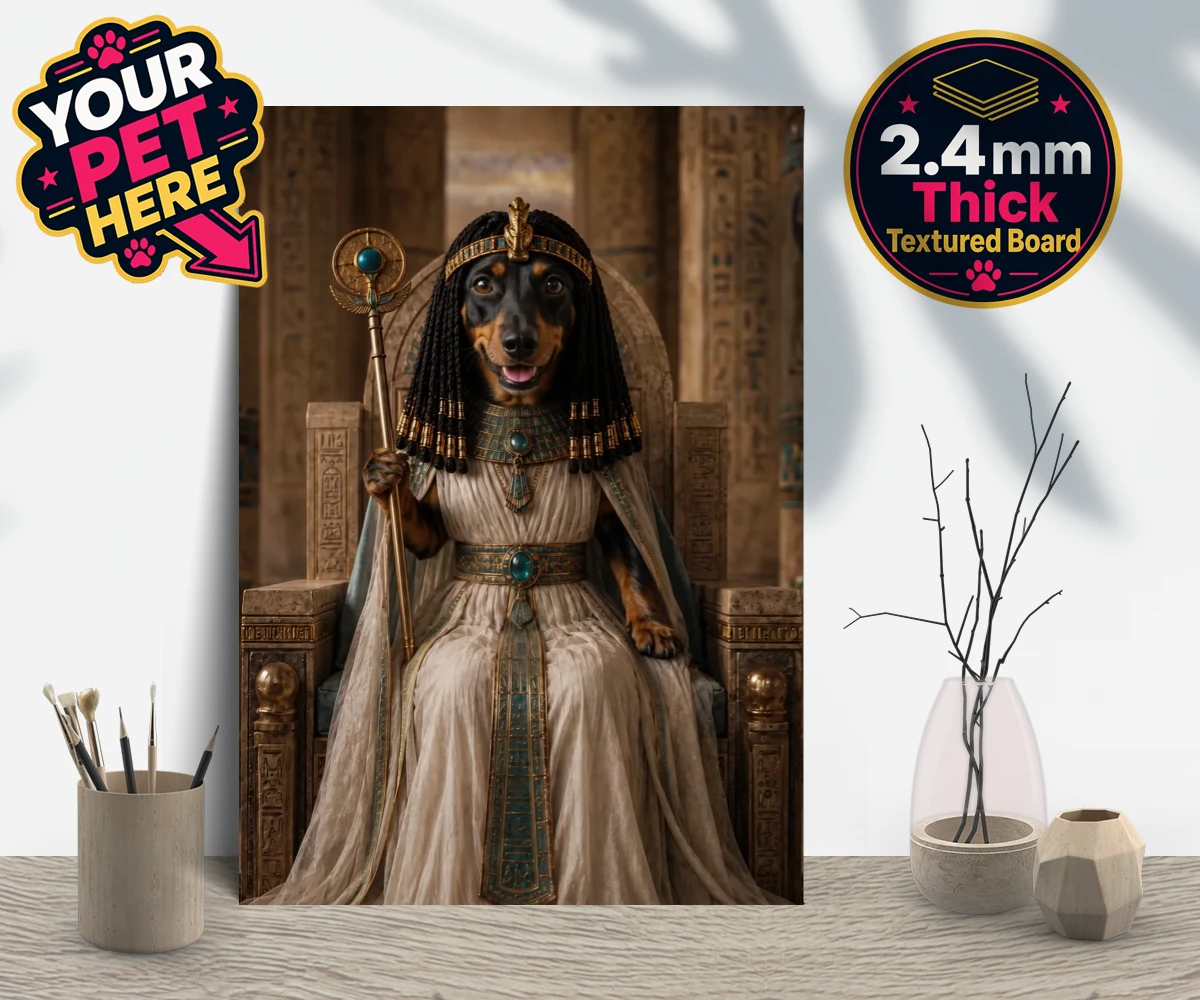 Personalised Queen Of The Nile dog gallery boards featuring step into the whimsical world of the Queen of the Nile, where your bel