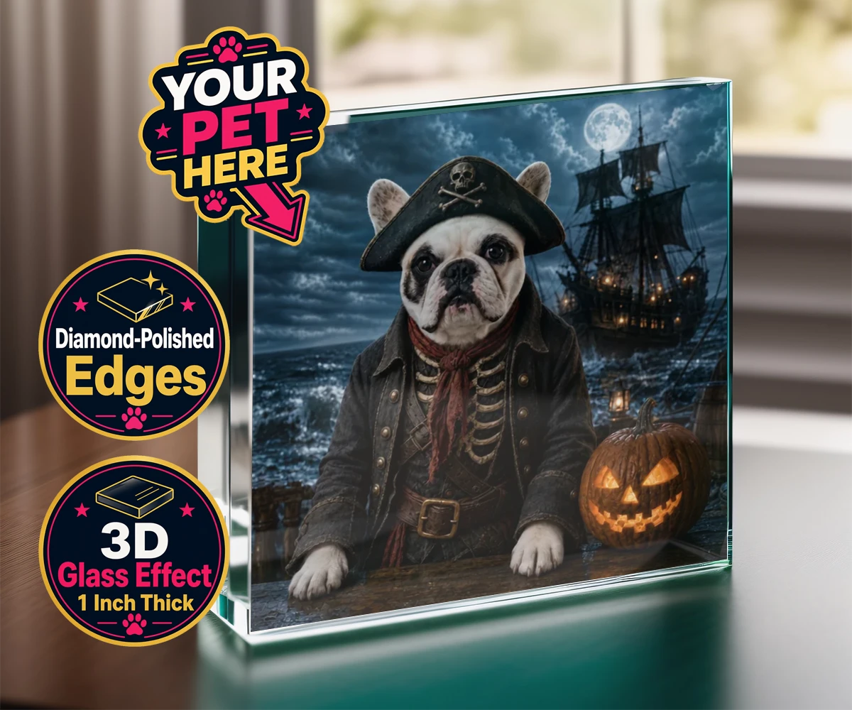 Personalised Pirate of the Phantom Seas dog acrylic prisms featuring set sail into a world of adventure with the enchanting Pirate of the P