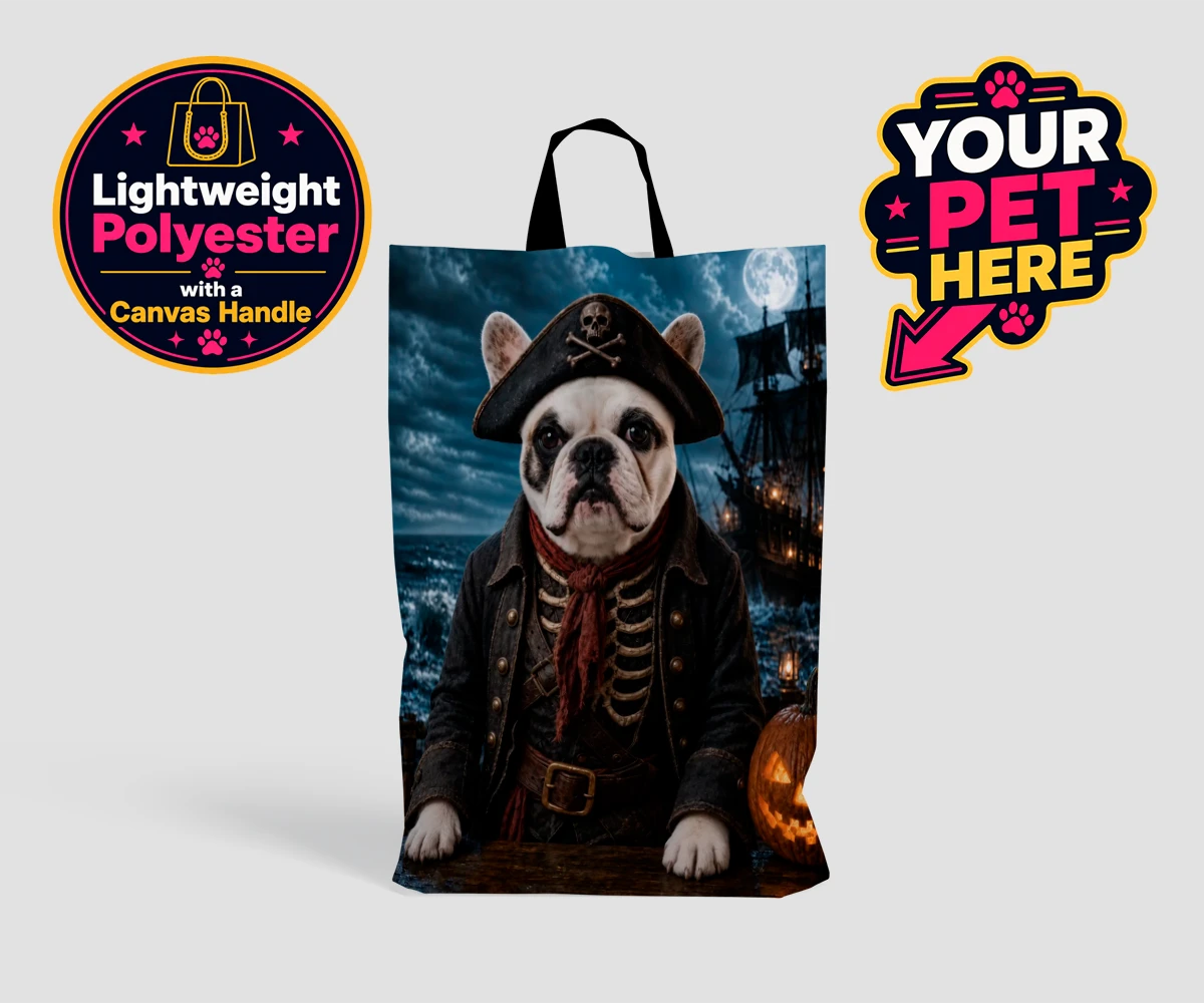 Personalised Pirate of the Phantom Seas dog shopping bags featuring set sail into a world of adventure with the enchanting Pirate of the P