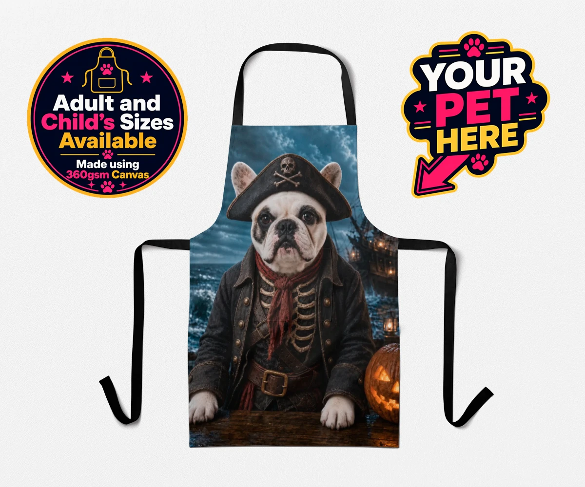 Personalised Pirate of the Phantom Seas dog aprons featuring set sail into a world of adventure with the enchanting Pirate of the P