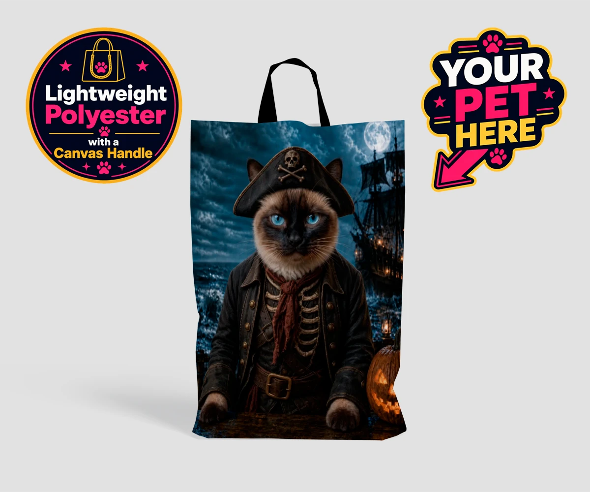 Personalised Pirate of the Phantom Seas cat shopping bags featuring set sail on a whimsical adventure with our Pirate of the Phantom Seas