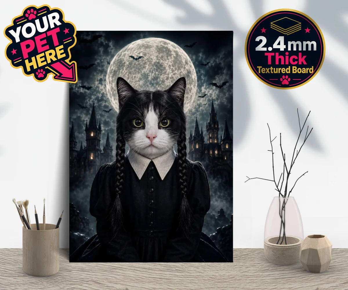 Personalised Gothic Paw Girl cat gallery boards featuring meet the enchanting Gothic Paw Girl, a bewitching character that trans
