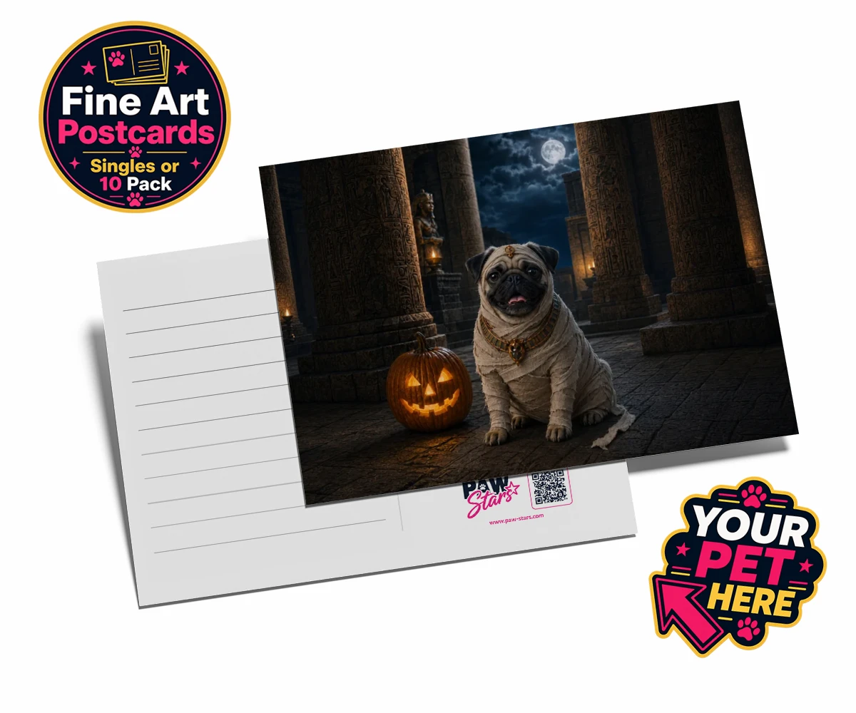 Personalised Mummy Paw dog postcards featuring a delightful addition to our seasonal collection, capturing the charm