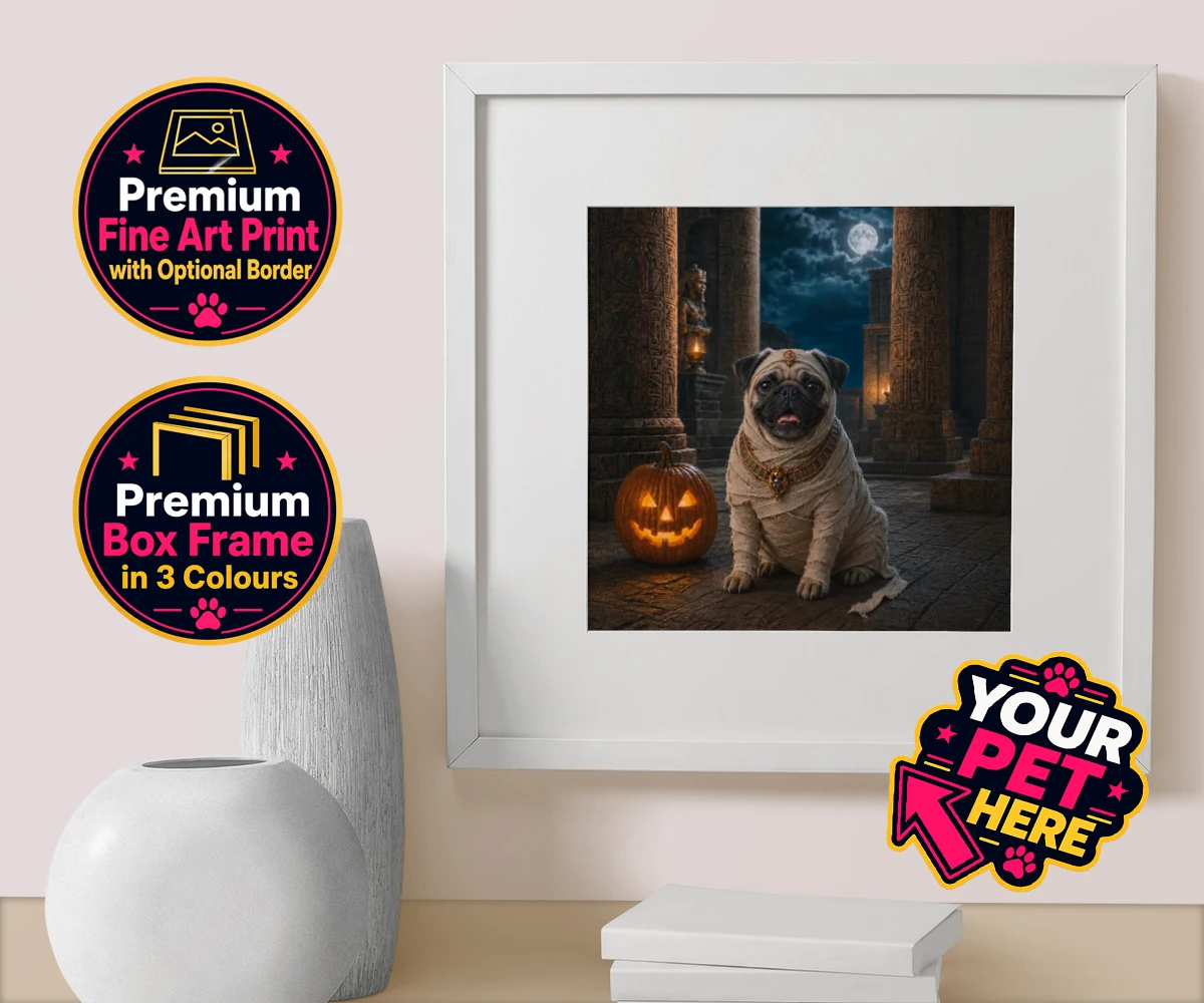 Personalised Mummy Paw dog box framed print featuring a delightful addition to our seasonal collection, capturing the charm