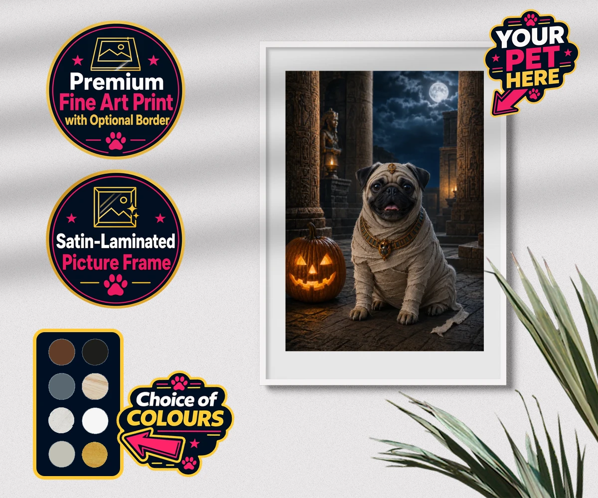 Personalised Mummy Paw dog premium framed print featuring a delightful addition to our seasonal collection, capturing the charm