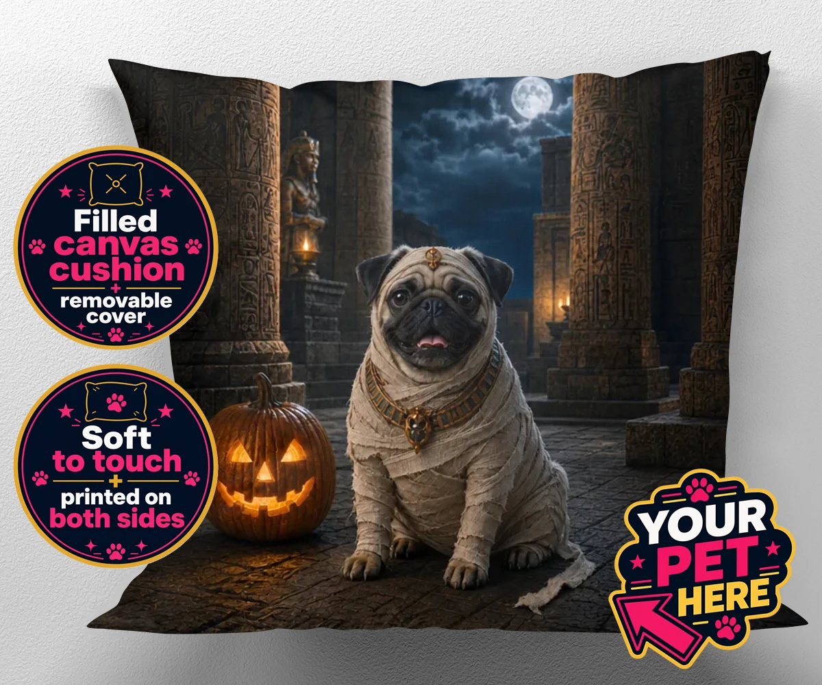 Personalised Mummy Paw dog canvas cushions featuring a delightful addition to our seasonal collection, capturing the charm
