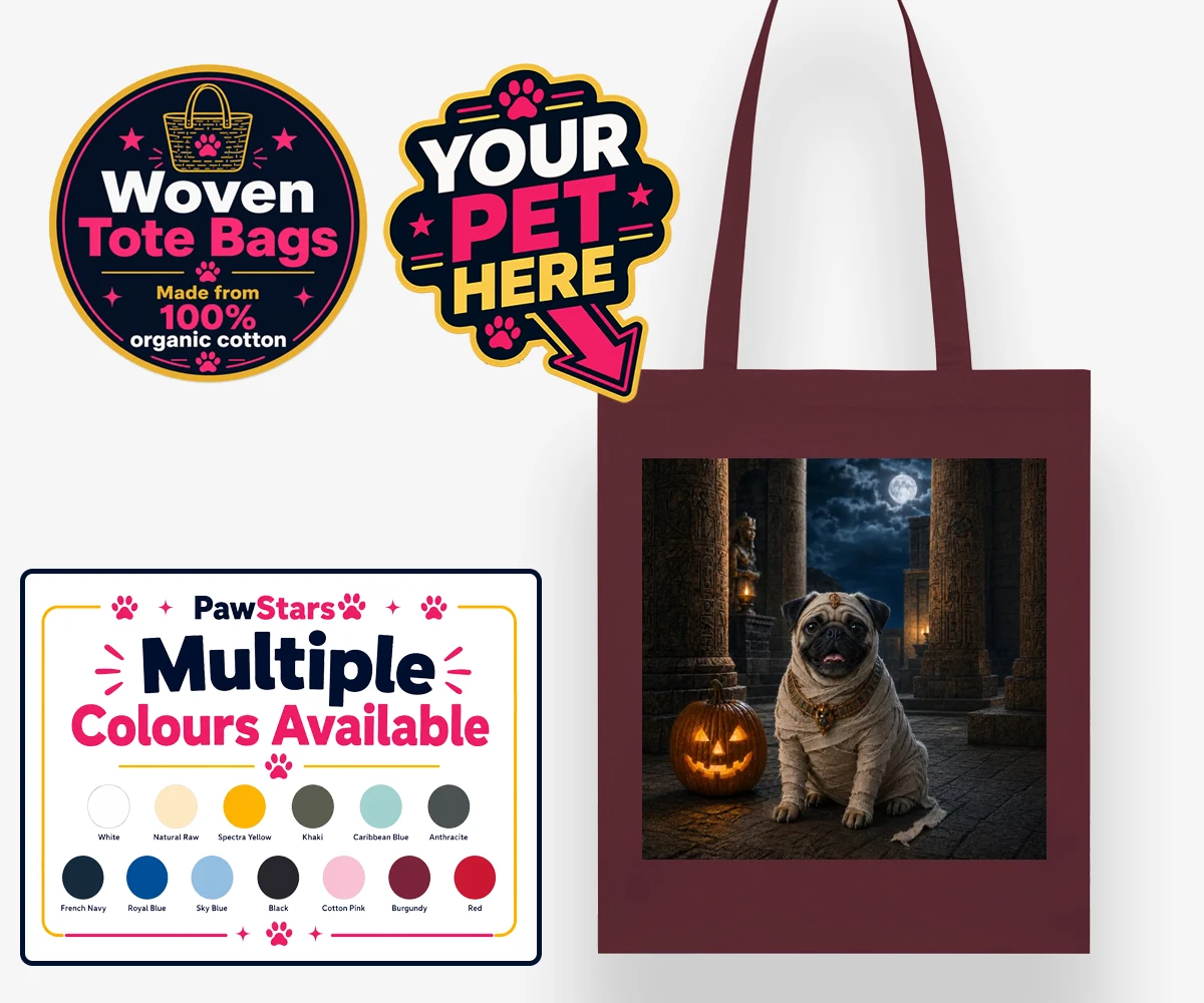 Personalised Mummy Paw dog woven tote bags featuring a delightful addition to our seasonal collection, capturing the charm