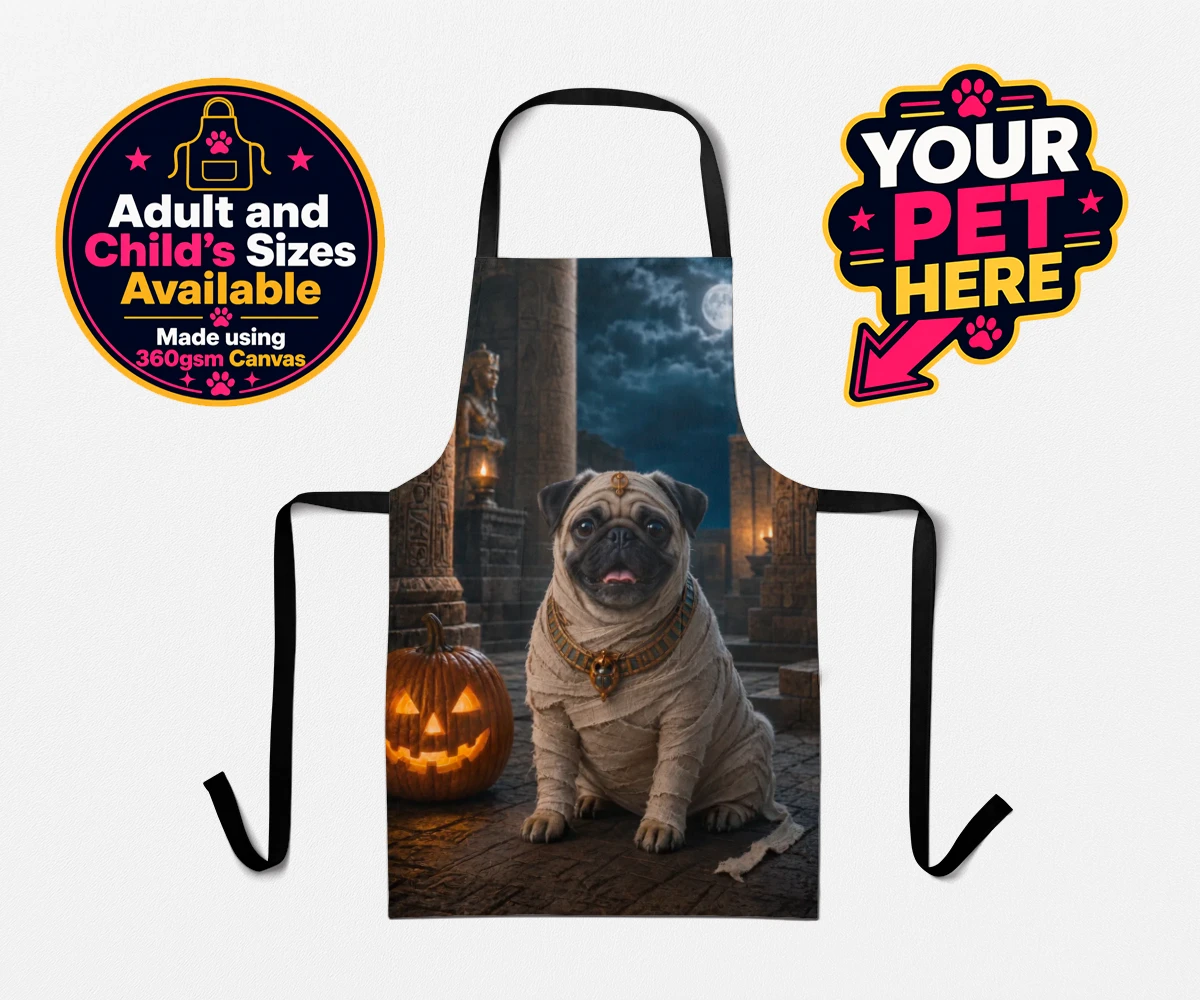 Personalised Mummy Paw dog aprons featuring a delightful addition to our seasonal collection, capturing the charm