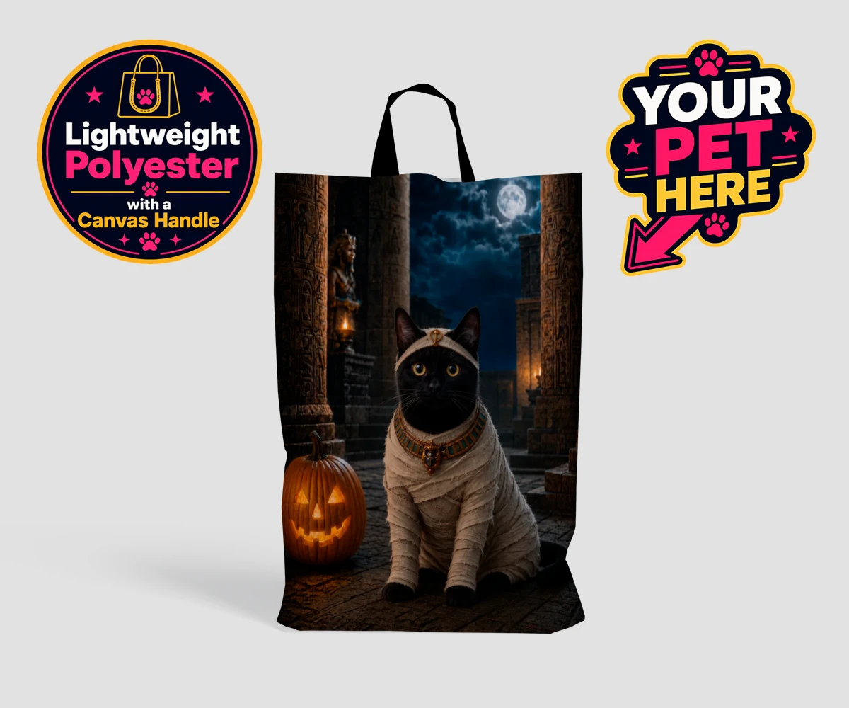 Personalised Mummy Paw cat shopping bags featuring meet Mummy Paw, the purr-fect addition to your home this Halloween sea