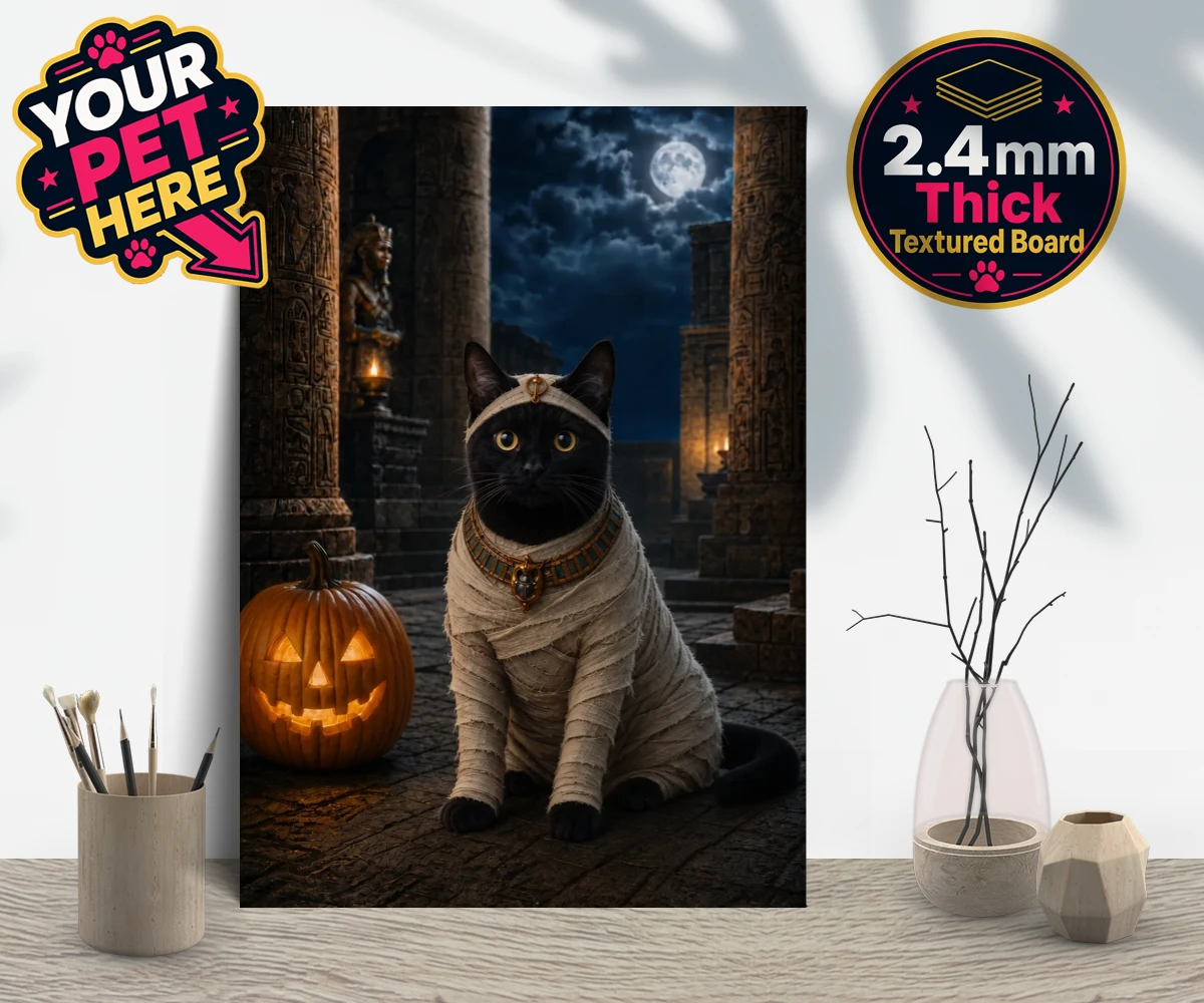 Personalised Mummy Paw cat gallery boards featuring meet Mummy Paw, the purr-fect addition to your home this Halloween sea