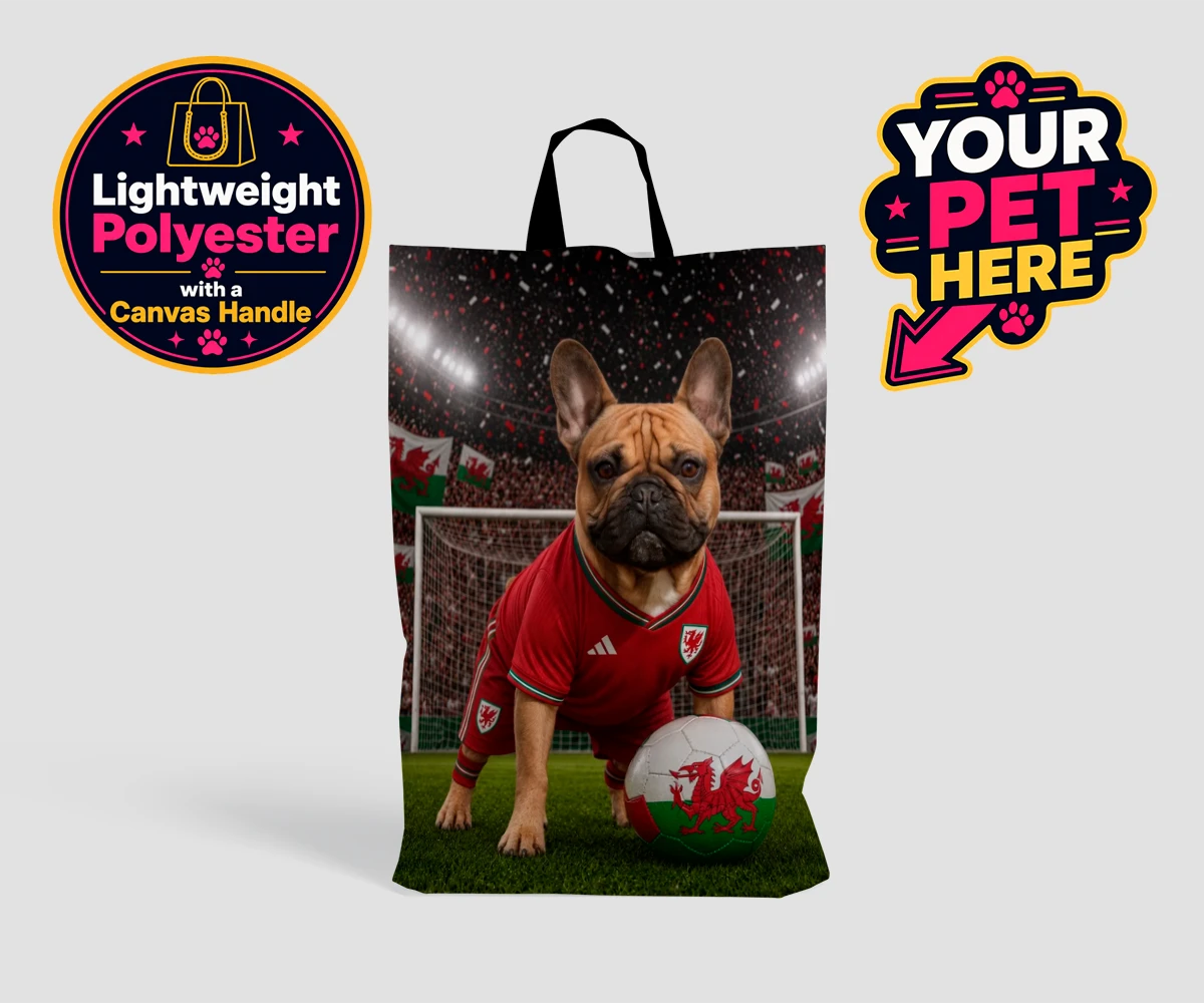 Personalised Wales Footballer dog shopping bags featuring meet Wales Footballer, a delightful tribute to your beloved canine com
