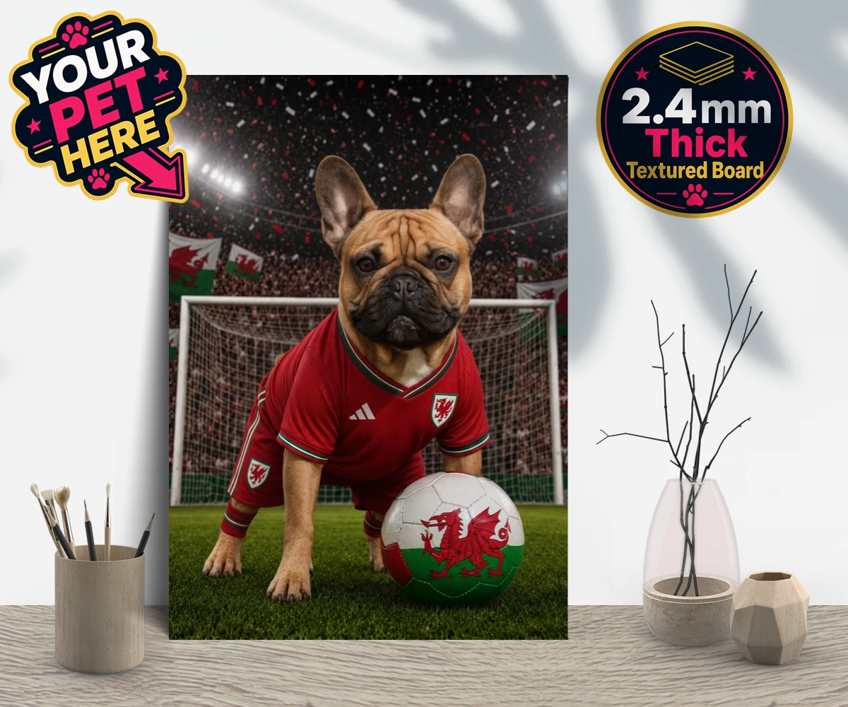 Personalised Wales Footballer dog gallery boards featuring meet Wales Footballer, a delightful tribute to your beloved canine com