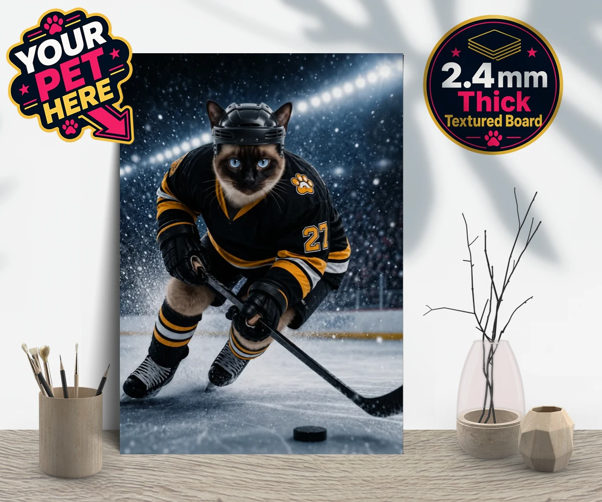 Personalised Paws on Ice cat gallery boards featuring meet Paws on Ice, the feline star of the rink!