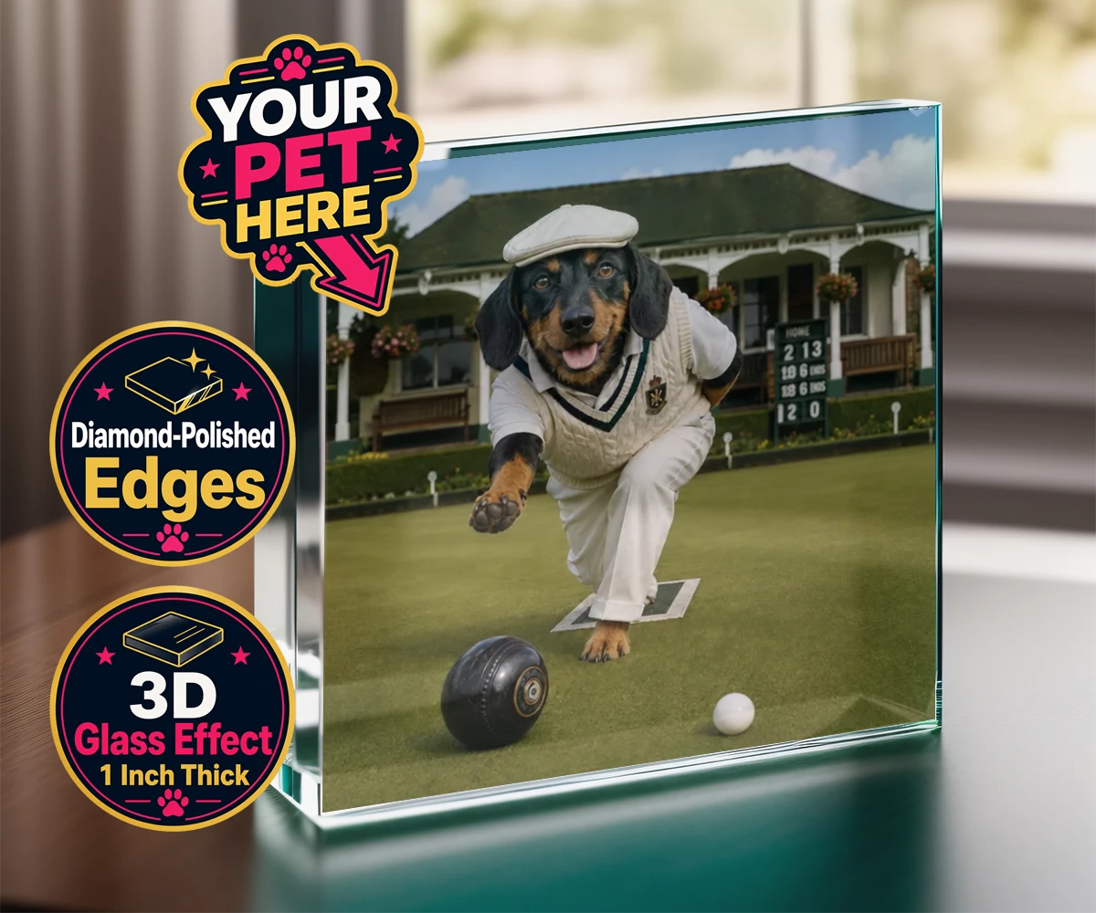Personalised Bowls Club Champion dog acrylic prisms featuring a delightful tribute to your beloved canine companion and their unmatc