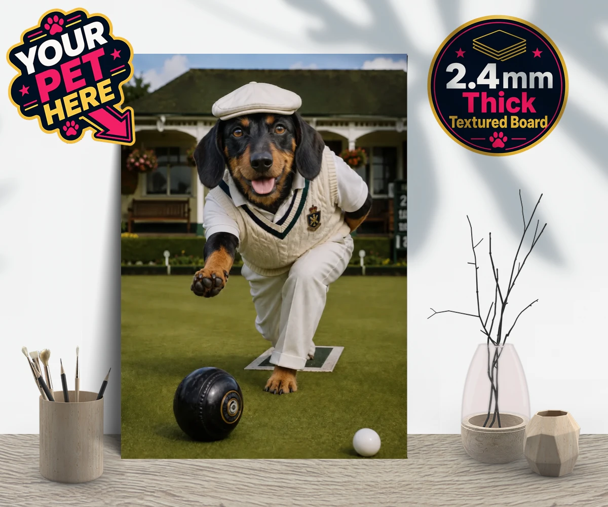Personalised Bowls Club Champion dog gallery boards featuring a delightful tribute to your beloved canine companion and their unmatc