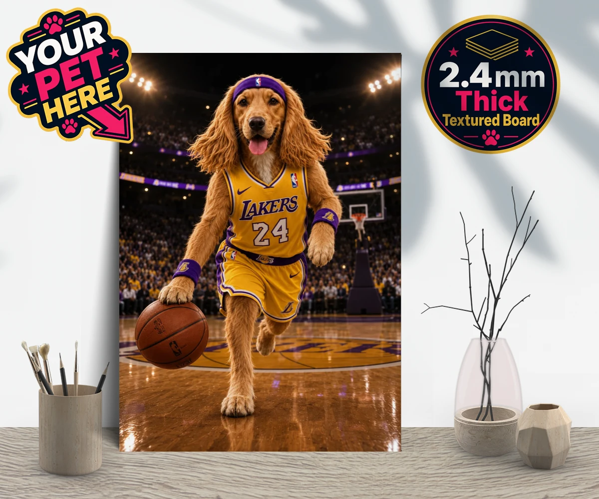 Personalised Basketball Paw Star dog gallery boards featuring a delightful celebration of your furry friend's athletic spirit!