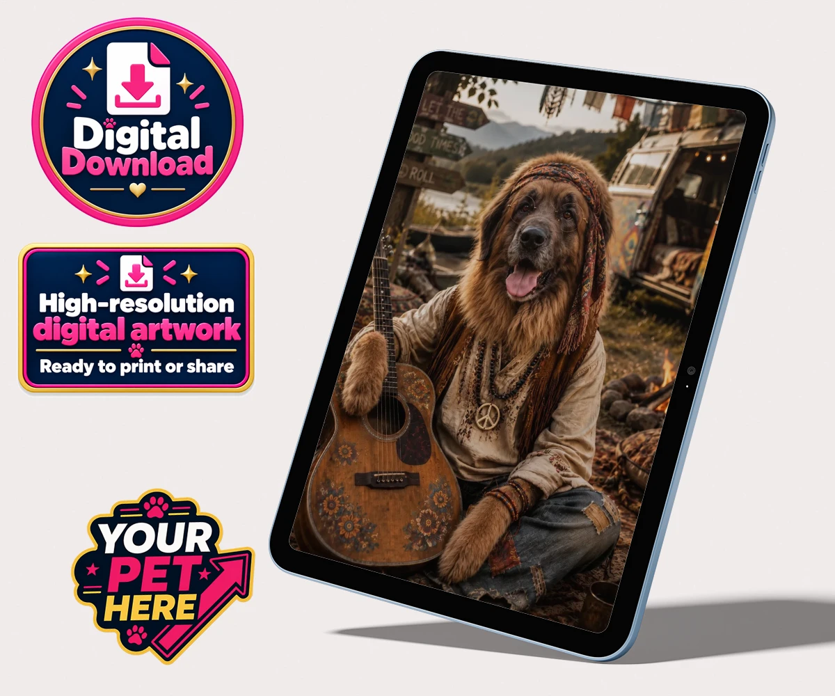 Personalised The Free-Spirit Paw dog personalised digital downloads featuring a delightful celebration of individuality and charm that captures the