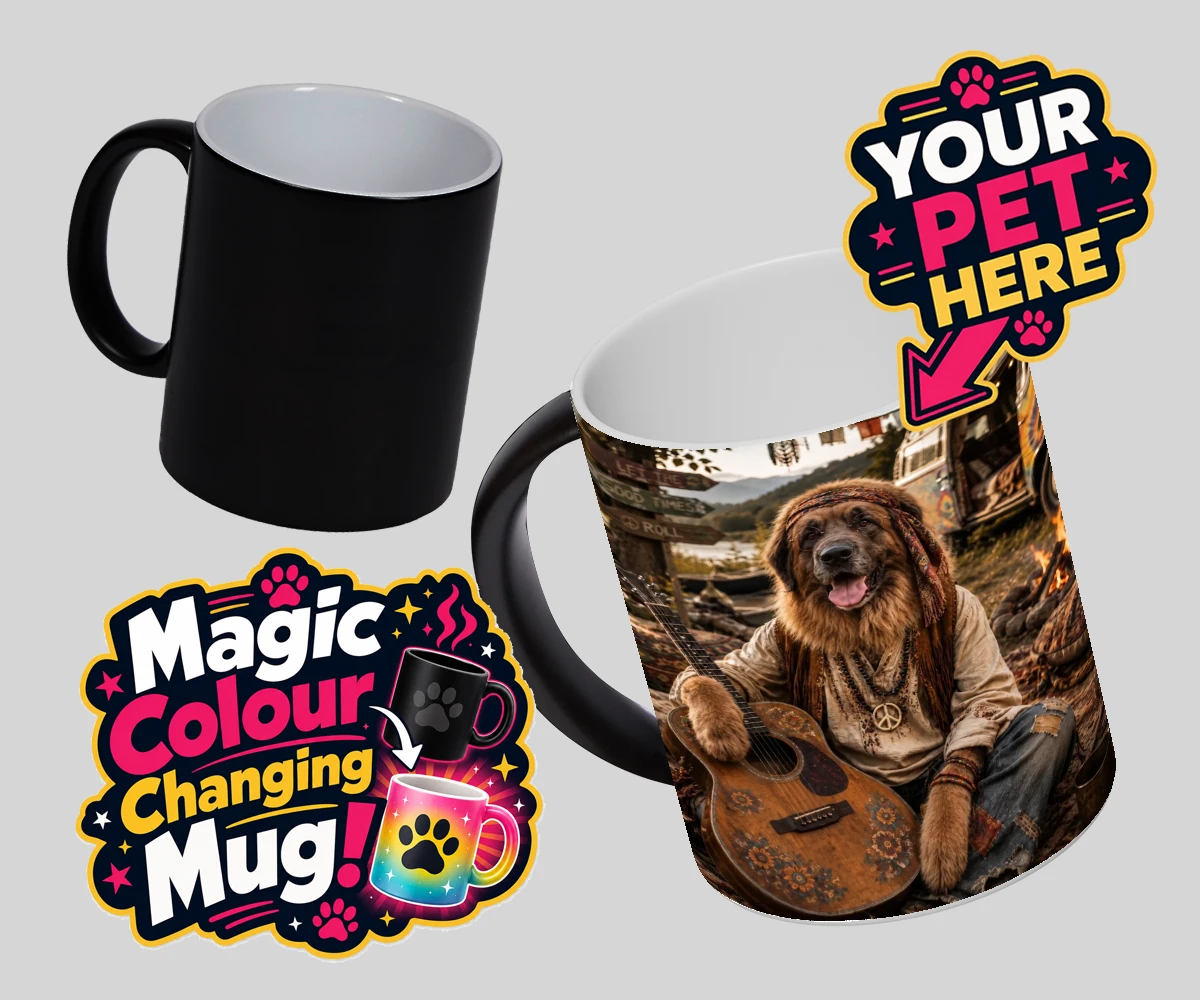 Personalised The Free-Spirit Paw dog magic photo mugs featuring a delightful celebration of individuality and charm that captures the