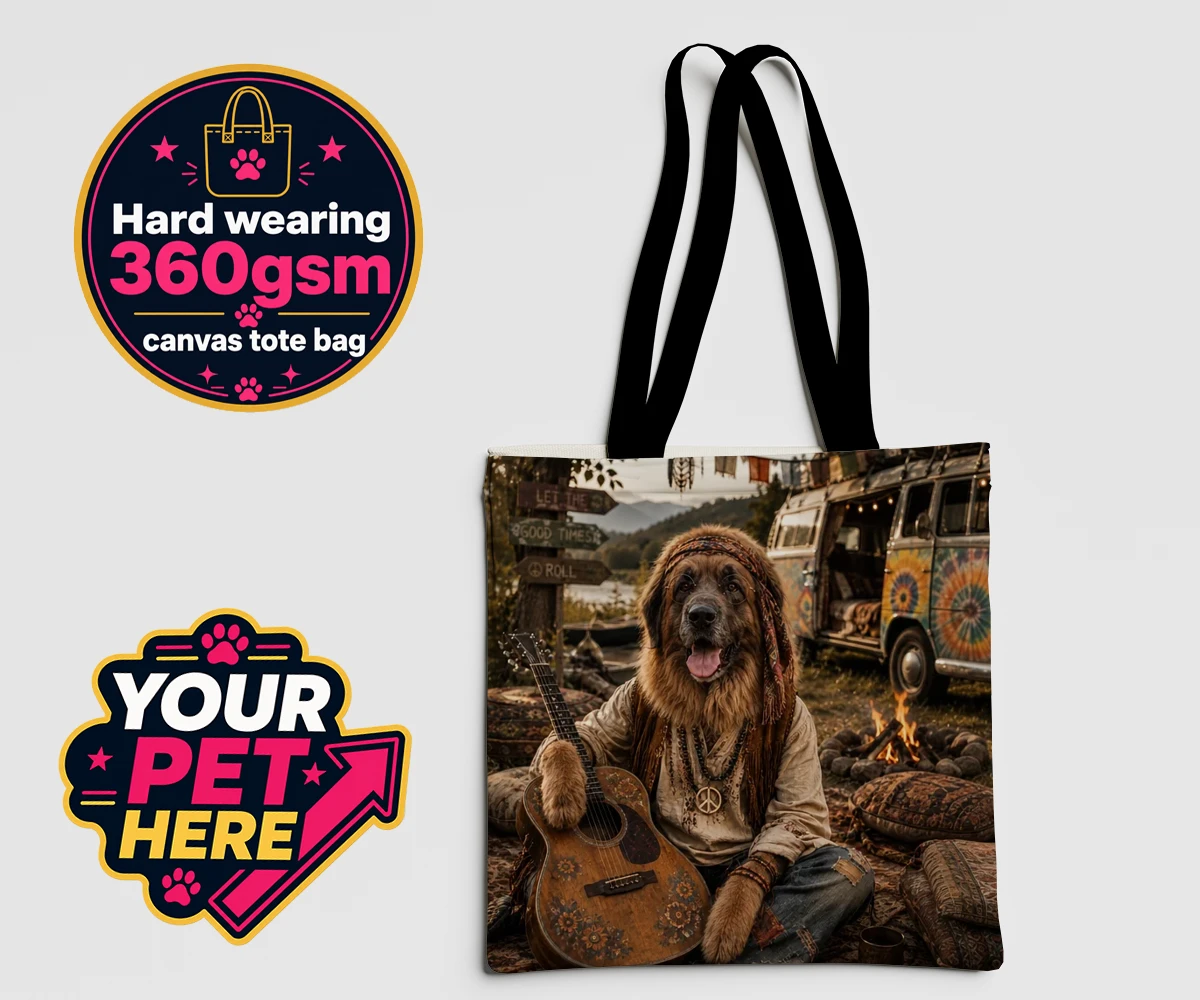 Personalised The Free-Spirit Paw dog canvas tote bags featuring a delightful celebration of individuality and charm that captures the