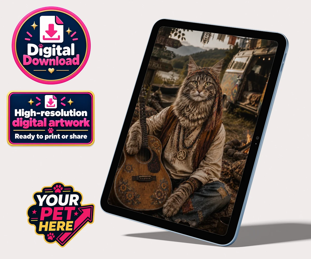 Personalised The Free-Spirit Paw cat personalised digital downloads featuring unleash the enchantment of The Free-Spirit Paw, where your beloved fel