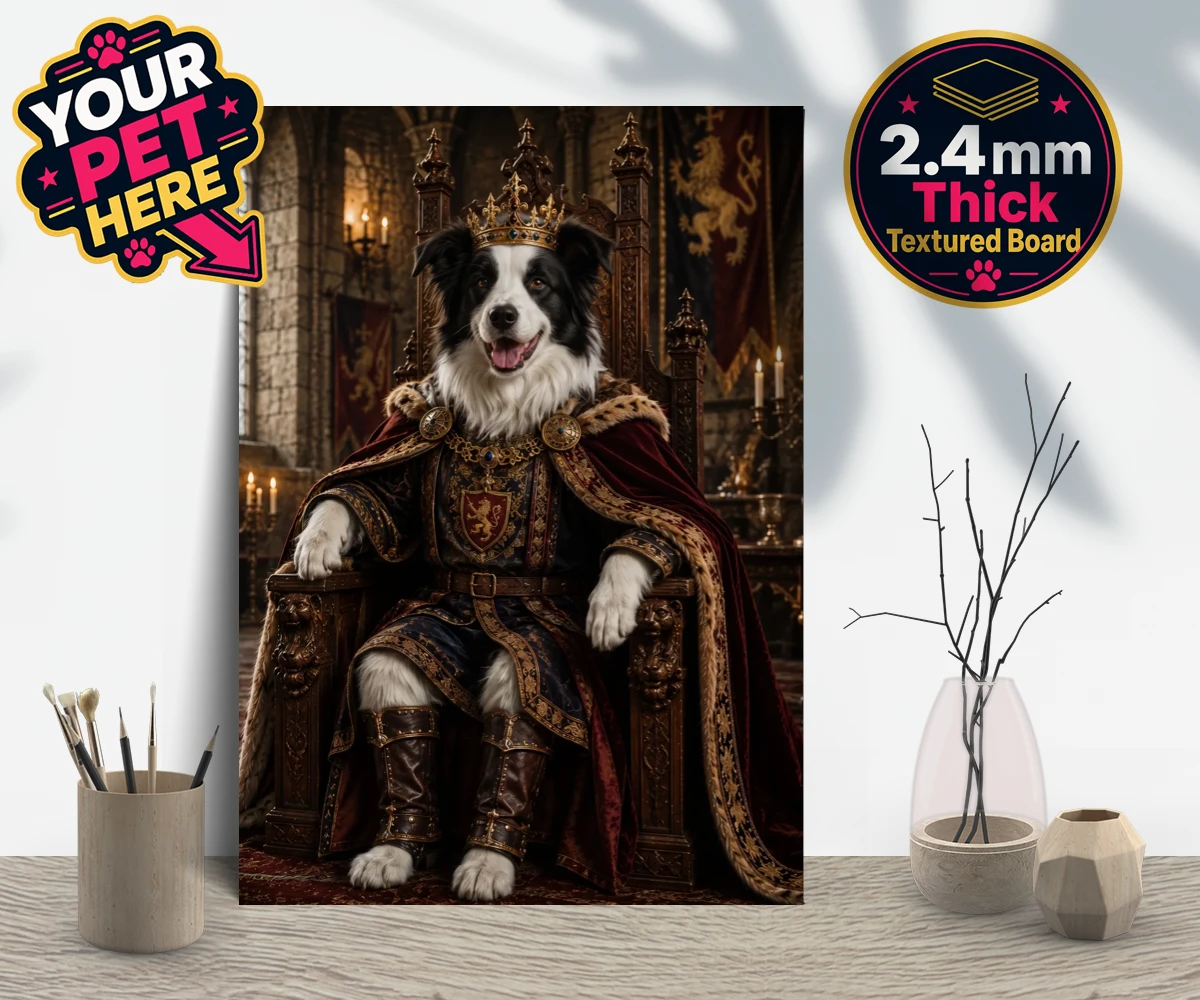Personalised The Medieval Paw King dog gallery boards featuring step into a realm of timeless grandeur with our delightful Medieval Pa