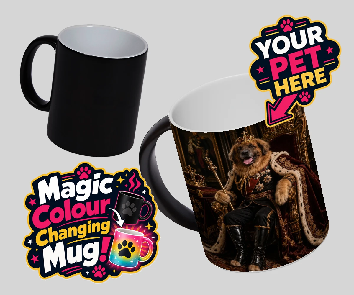 Personalised The Imperial Paw King dog magic photo mugs featuring transport yourself to a grand, historical era with The Imperial Paw Ki